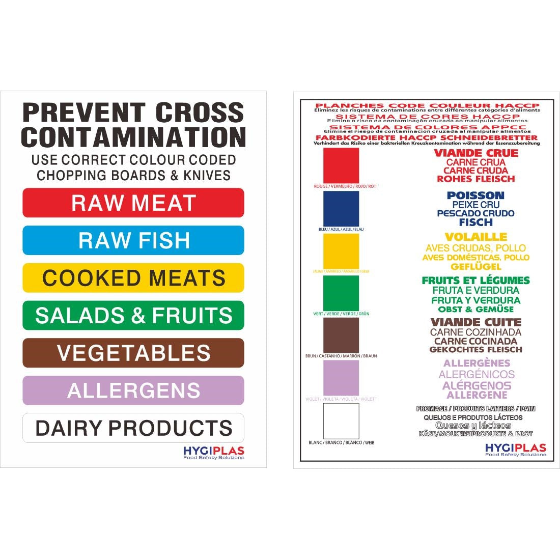 Hygiplas Low Density Chopping Board Set with Rack 450x300x10mm (7 Pack)
