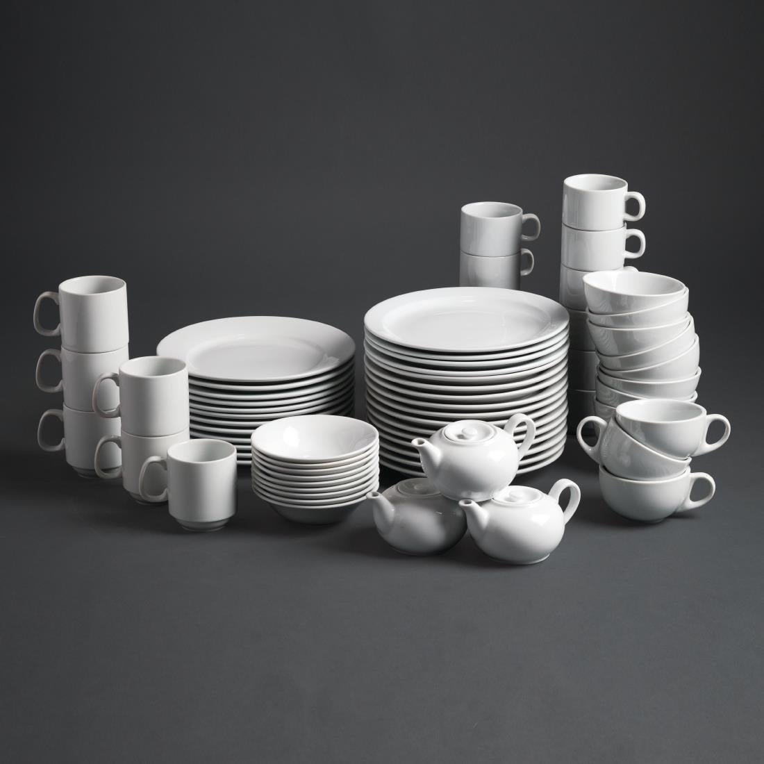 Olympia Whiteware Stacking Tea Cups 7oz 200ml (12 pack)