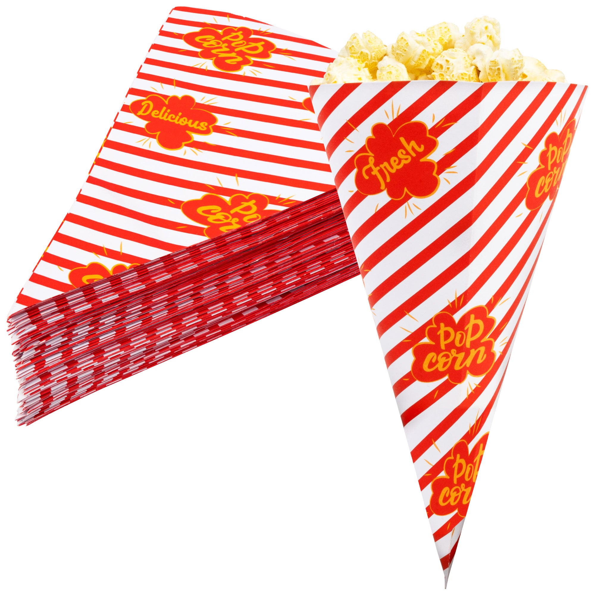 Red and White Striped Popcorn cone