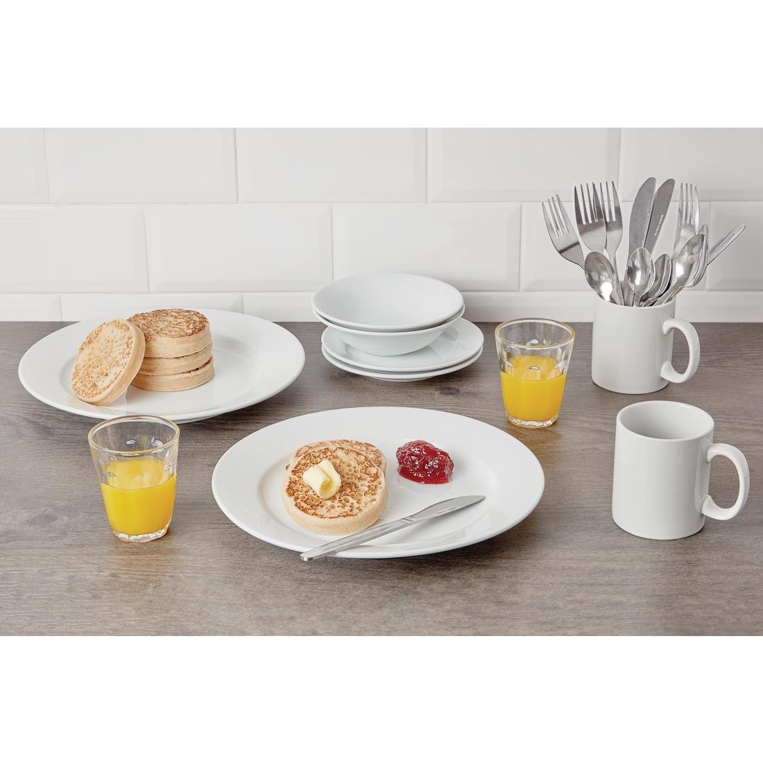 Olympia Athena Wide Rimmed Plates 280mm/11" White (6 Pack)