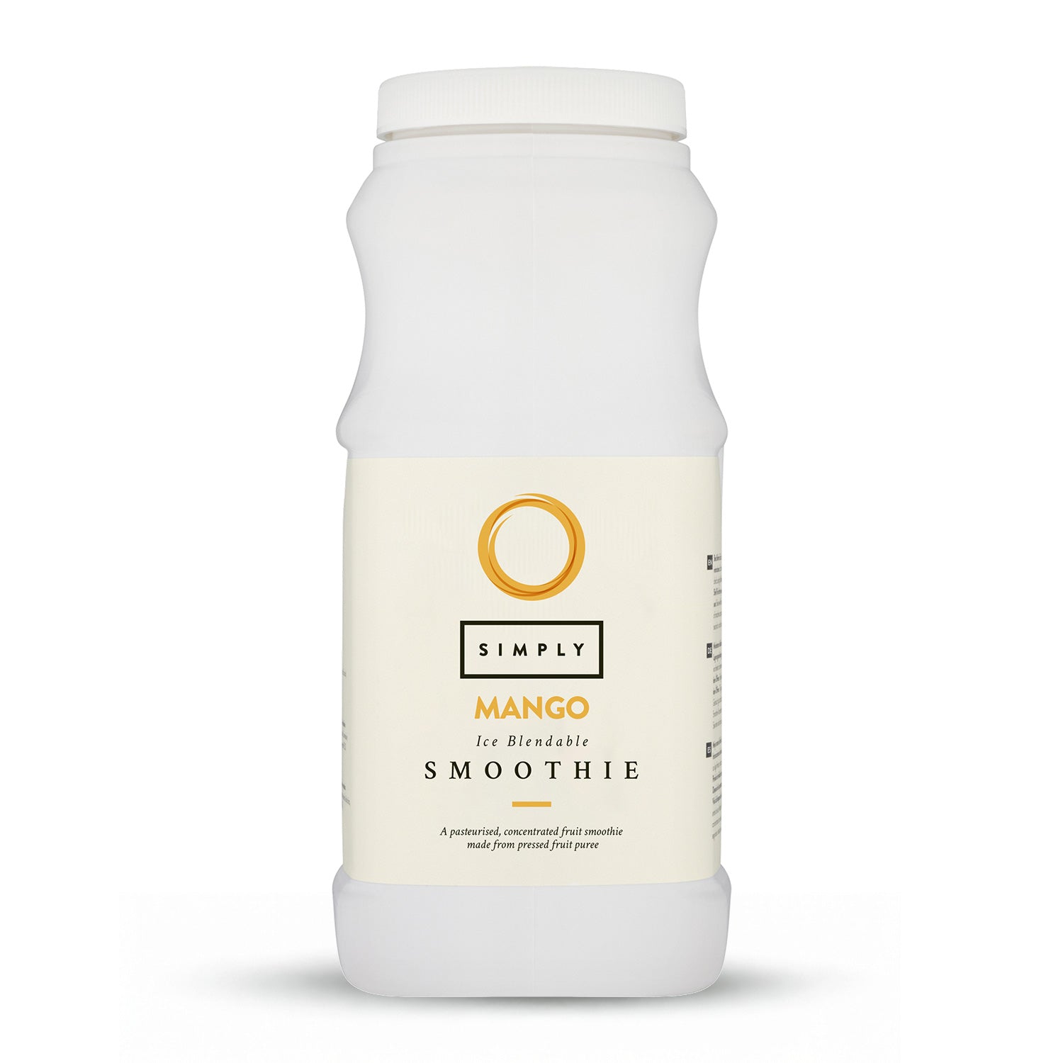 A bottle of Simply Mango Smoothie with a simple design and label.