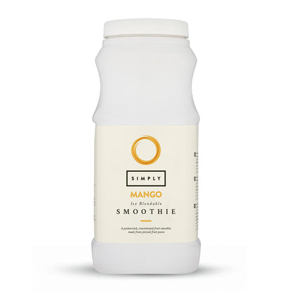A bottle of Simply Mango Smoothie with a simple design and label.