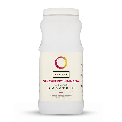 A container of Simply Strawberry & Banana smoothie.