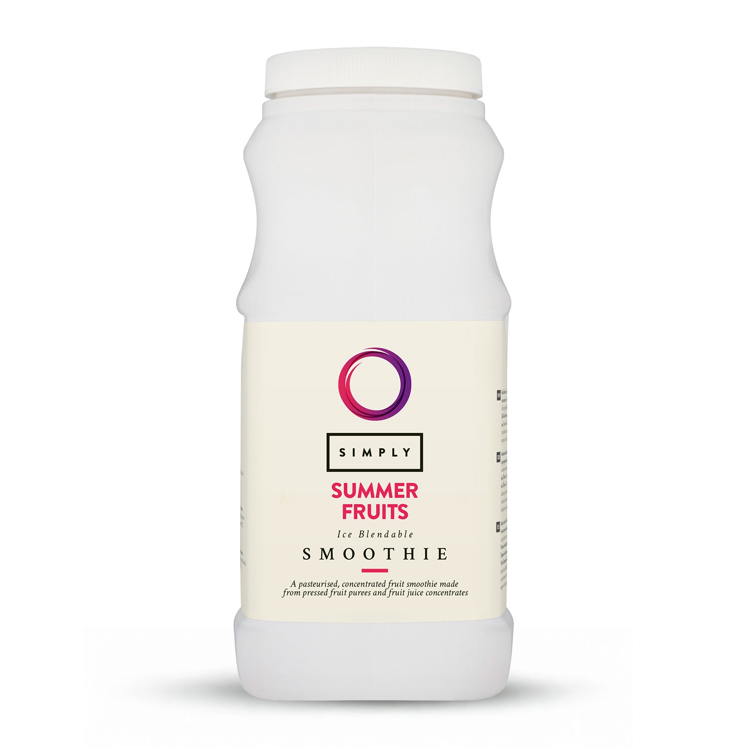 A bottle of Simply Summer Fruits smoothie mix.