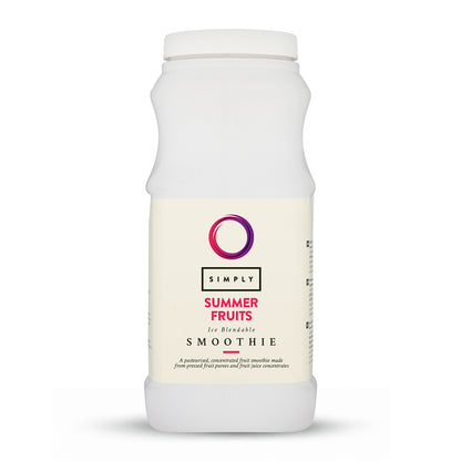 A bottle of Simply Summer Fruits smoothie mix.
