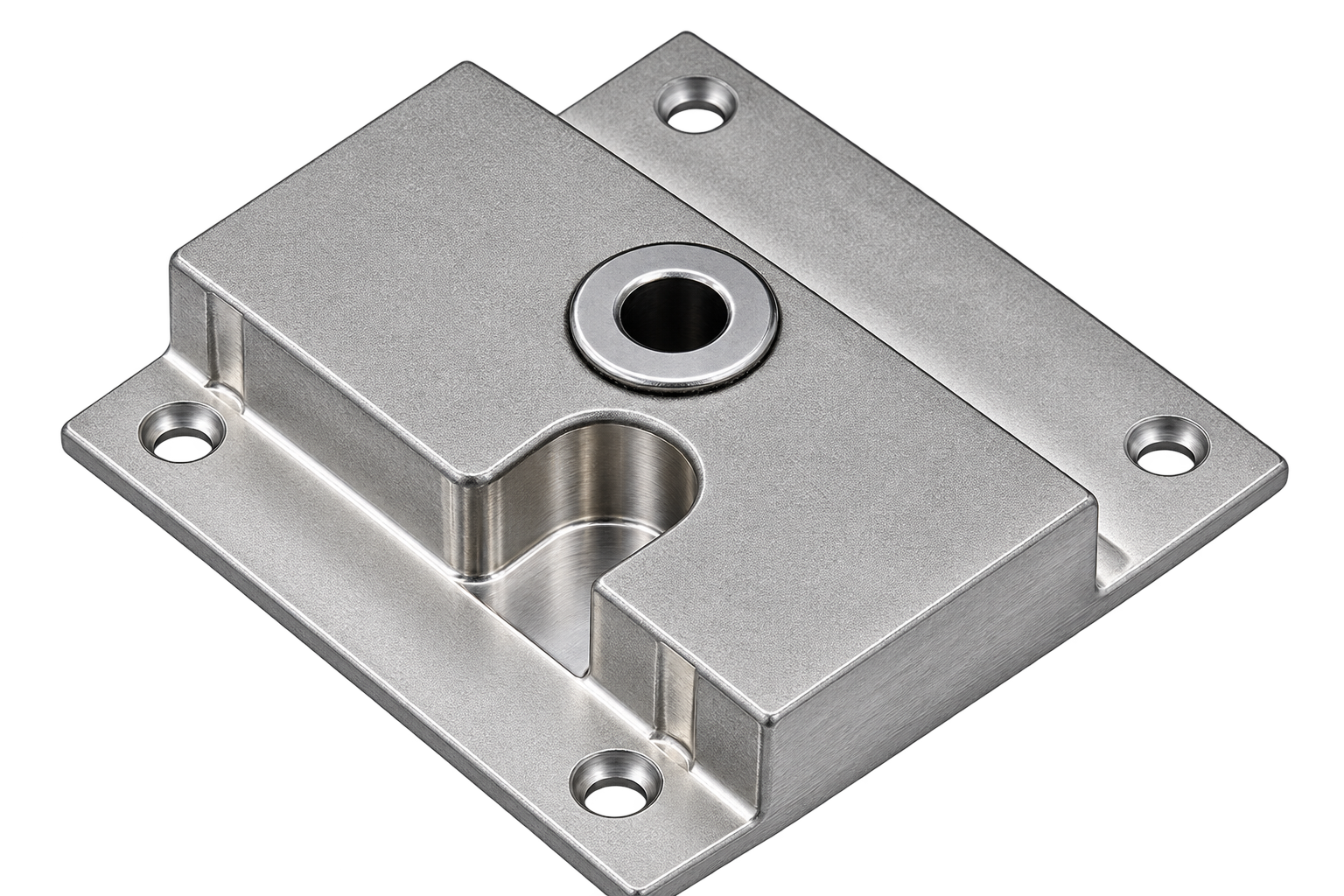 Gold Medal gear block assembly machine replacement part, silver metal component shown on a black background