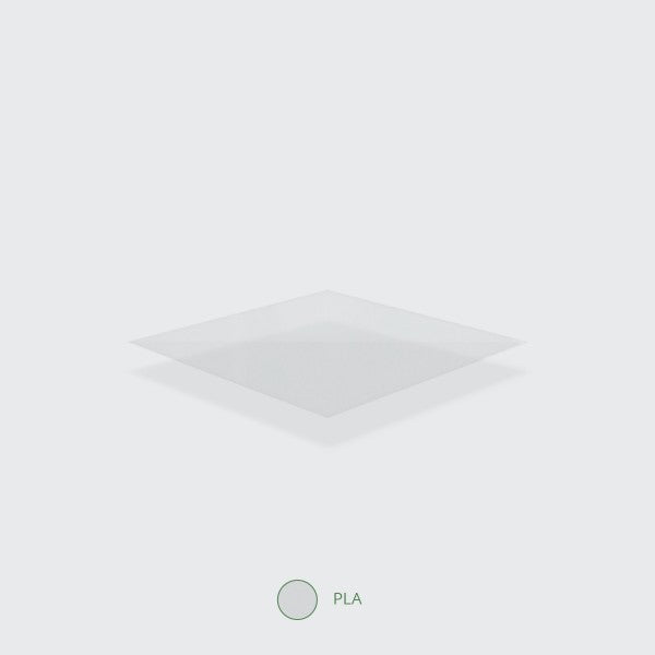 A transparent square sheet with a subtle shadow on a light background.
