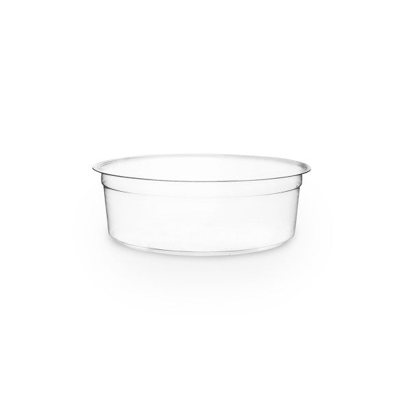 A clear plastic bowl.