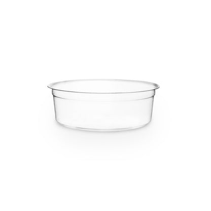 A clear plastic bowl.