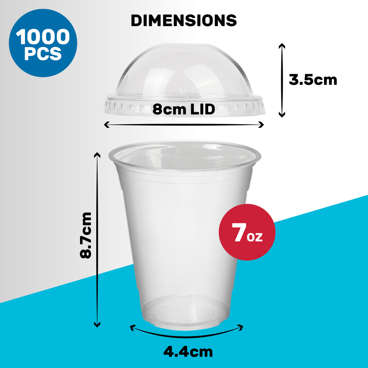 DEXLO Slush Cups With Dome Lids 7oz - Pack of 1000