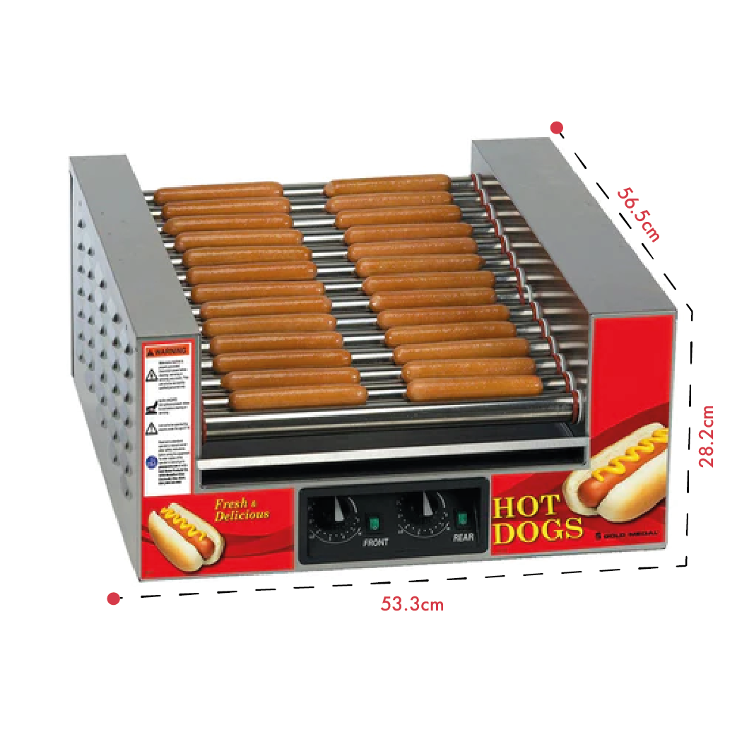 Gold Medal Slanted Hot Diggity Hot Dog Roller Grill
