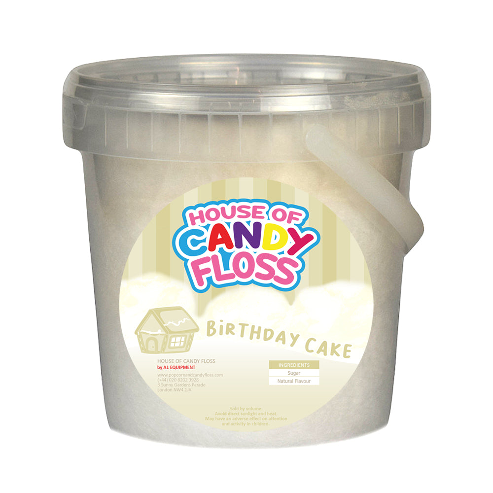 small tub filled with white candy floss