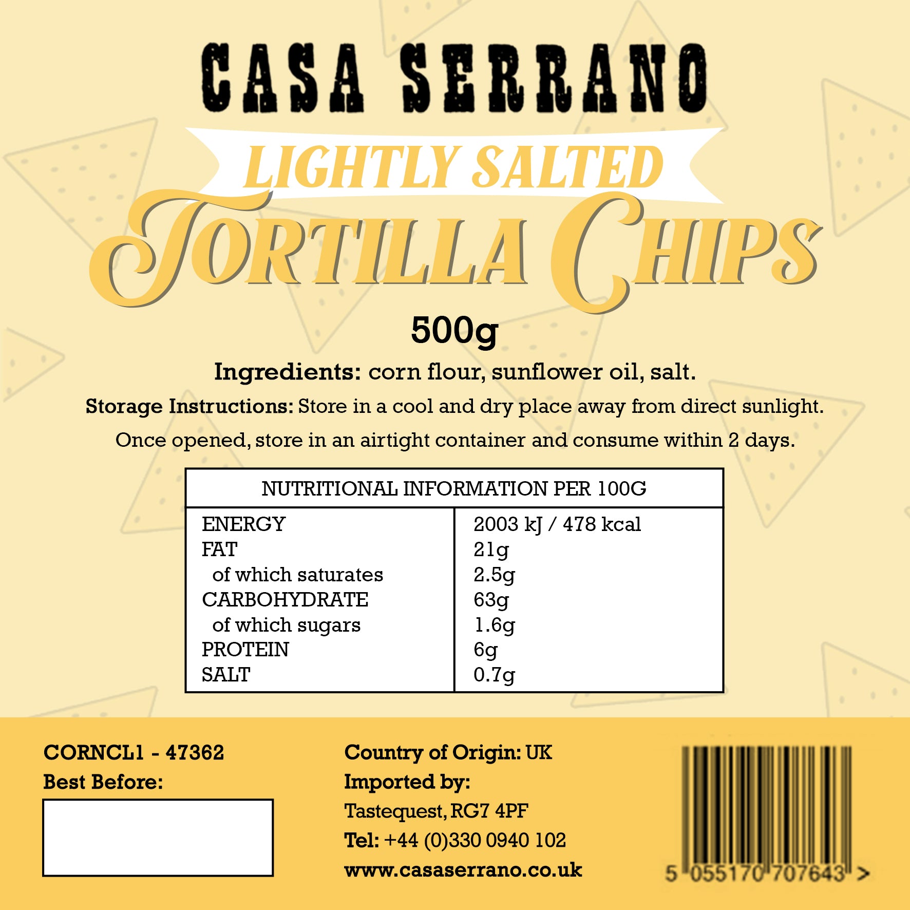 Lightly Salted Tortilla Chips (12 x 500g)